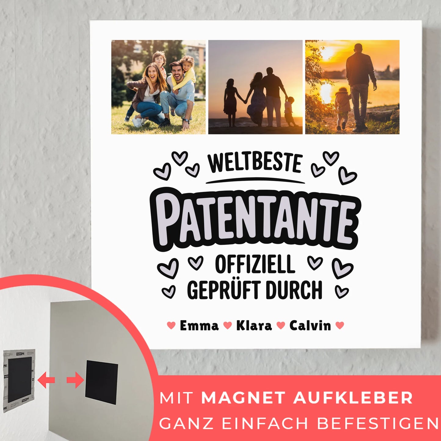Fotoboard Magnet Poster Geschenk Fotocollage Patentante Weltbeste Patentante Offiziell Geprüft Durch 4