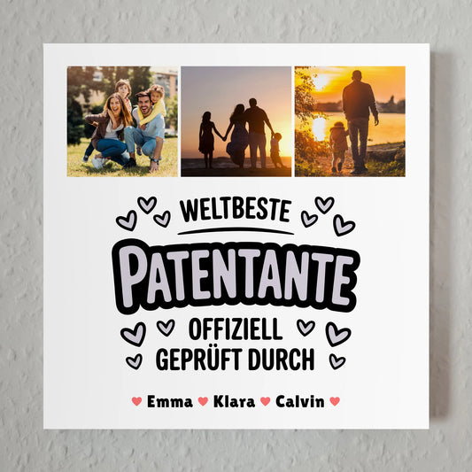 Fotoboard Magnet Poster Geschenk Fotocollage Patentante Weltbeste Patentante Offiziell Geprüft Durch 1