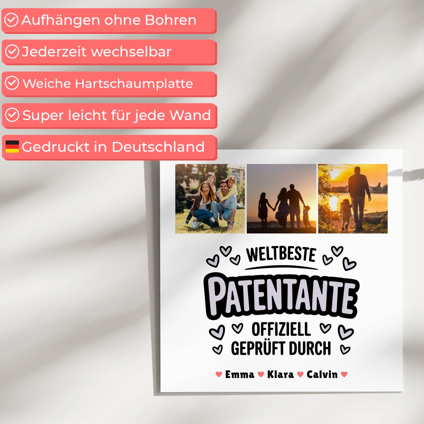 Fotoboard Magnet Poster Geschenk Fotocollage Patentante Weltbeste Patentante Offiziell Geprüft Durch 5
