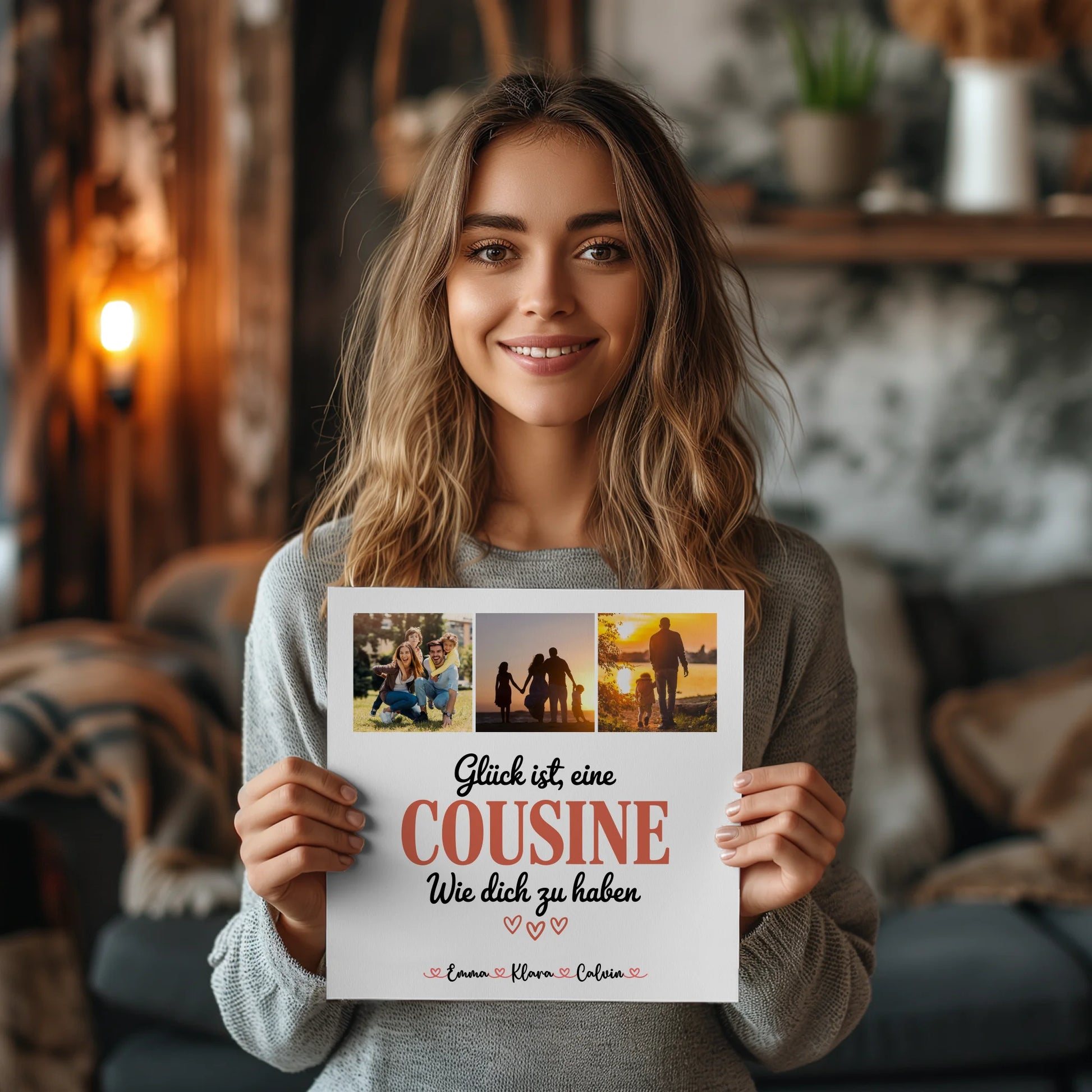 Personalisierte Fotoboard Magnet Poster Fotocollage für Cousine Glück Ist eine Cousine Wie Dich Zu Haben 2
