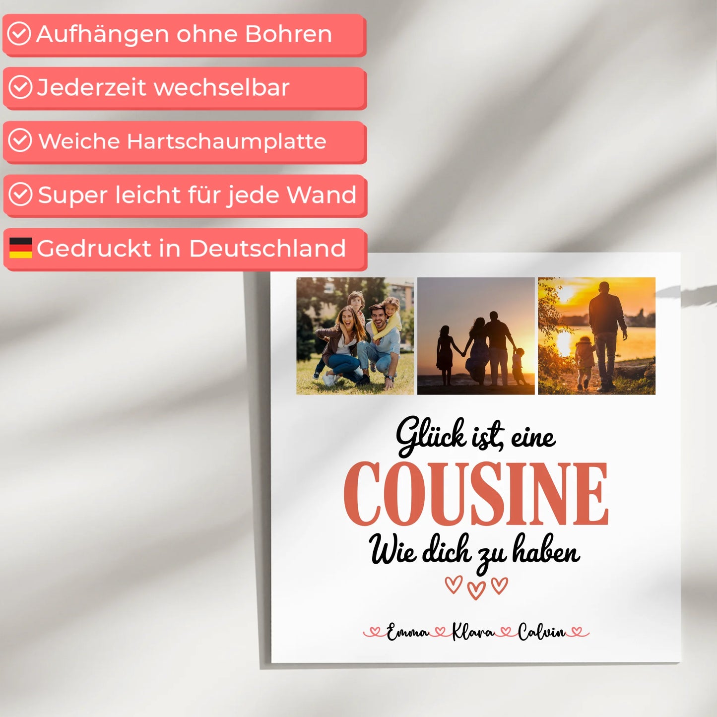 Personalisierte Fotoboard Magnet Poster Fotocollage für Cousine Glück Ist eine Cousine Wie Dich Zu Haben 5
