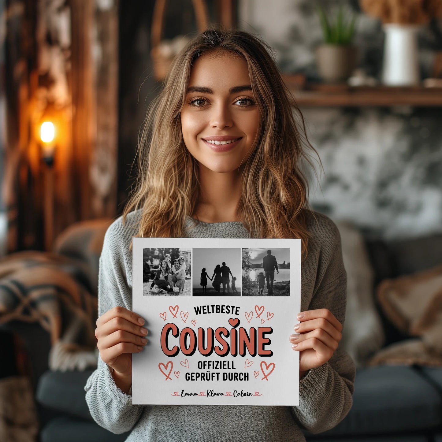 Magnetposter Fotoboard Cousine Fotocollage Weltbeste Cousine Offiziell Geprüft Durch Geschenk 2