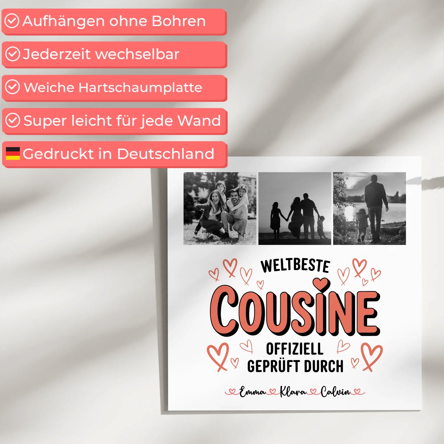 Magnetposter Fotoboard Cousine Fotocollage Weltbeste Cousine Offiziell Geprüft Durch Geschenk