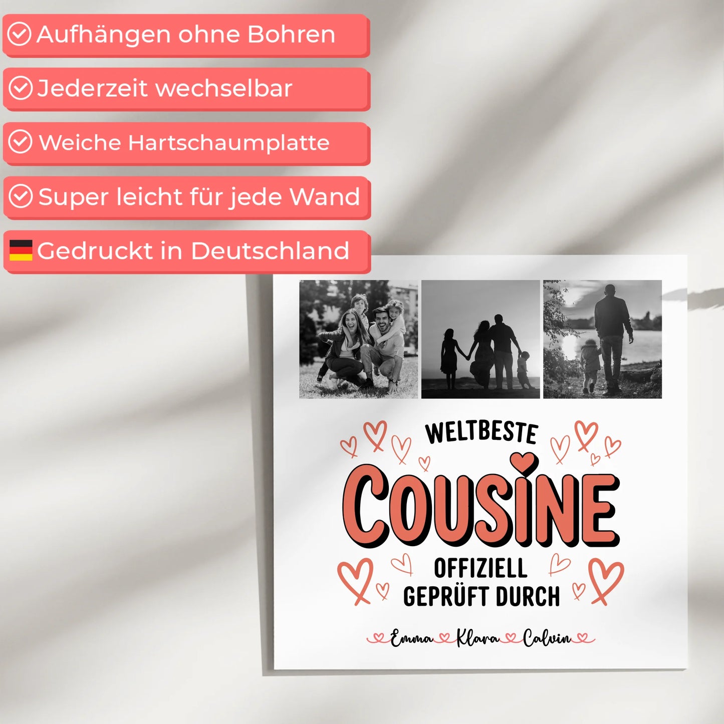 Magnetposter Fotoboard Cousine Fotocollage Weltbeste Cousine Offiziell Geprüft Durch Geschenk 5