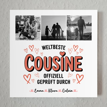 Magnetposter Fotoboard Cousine Fotocollage Weltbeste Cousine Offiziell Geprüft Durch Geschenk