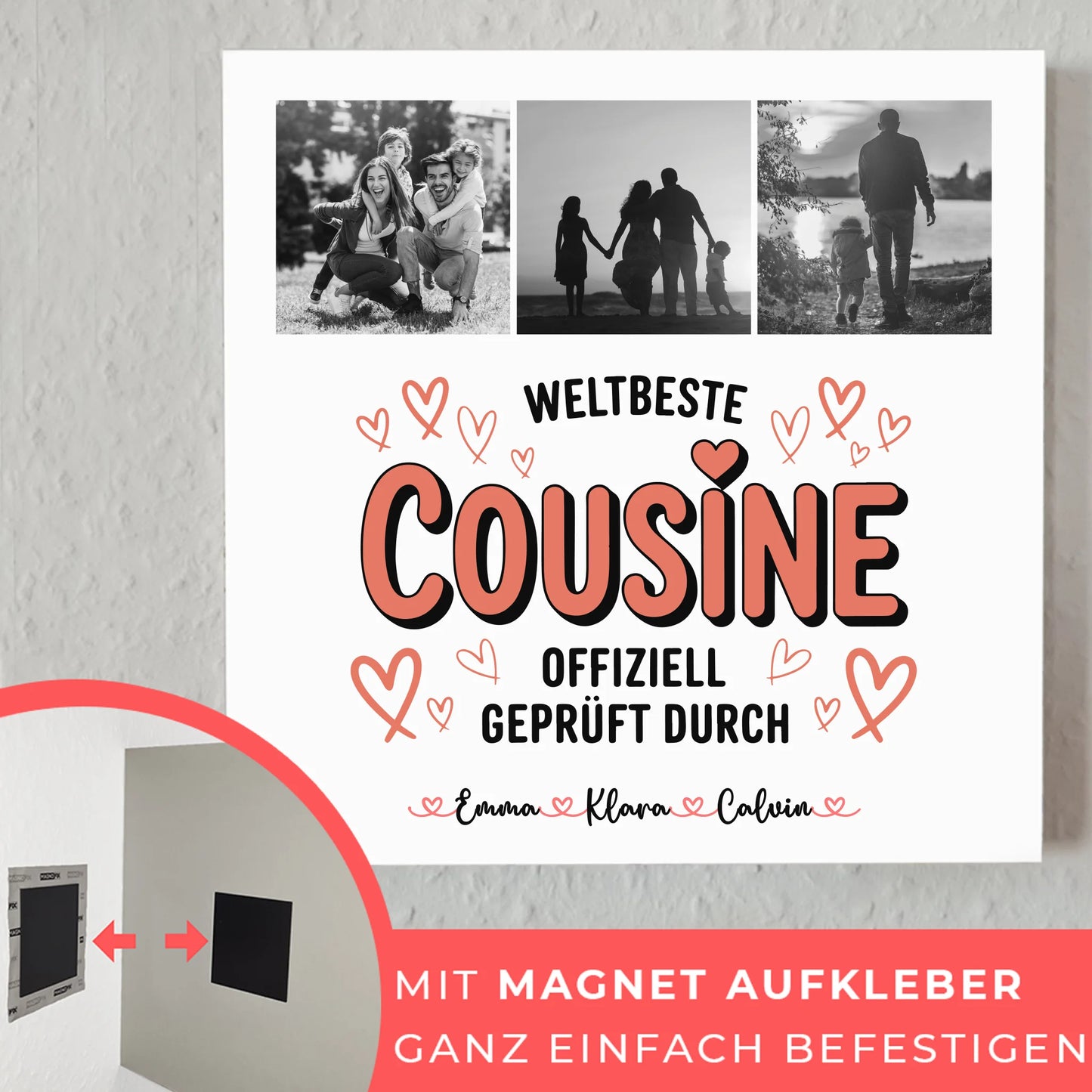 Magnetposter Fotoboard Cousine Fotocollage Weltbeste Cousine Offiziell Geprüft Durch Geschenk 10