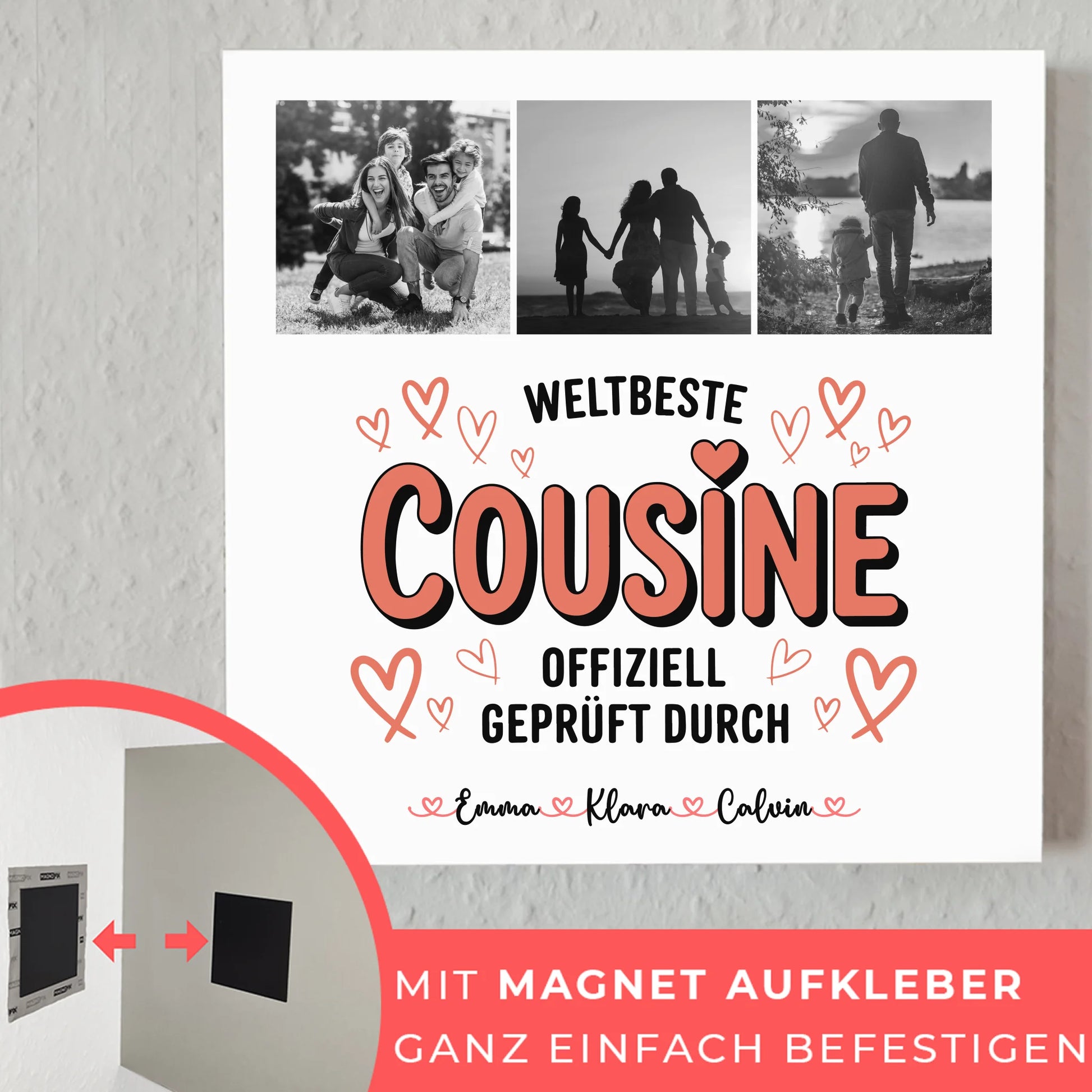 Magnetposter Fotoboard Cousine Fotocollage Weltbeste Cousine Offiziell Geprüft Durch Geschenk 10