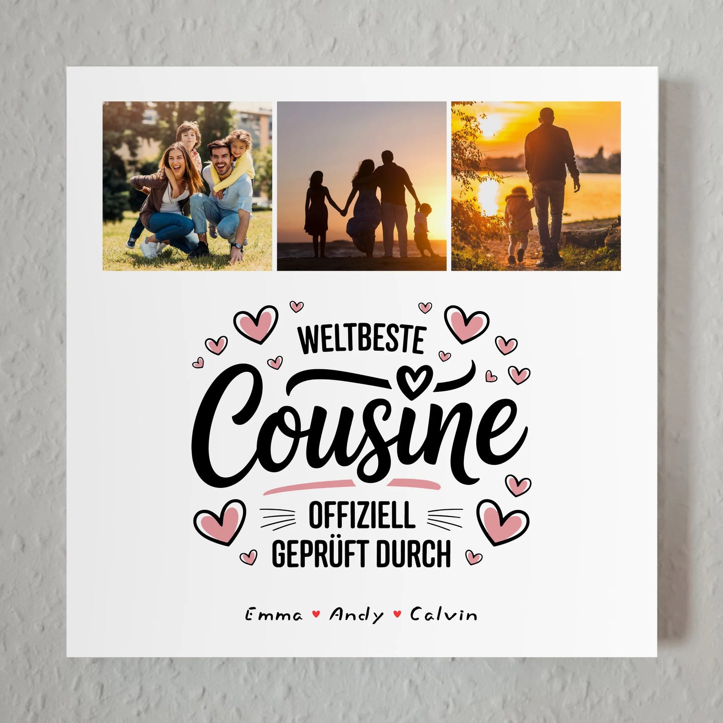Fotoboard Magnet Wandbild Geschenk Fotocollage Cousine Weltbeste Cousine Offiziell Geprüft Durch 1