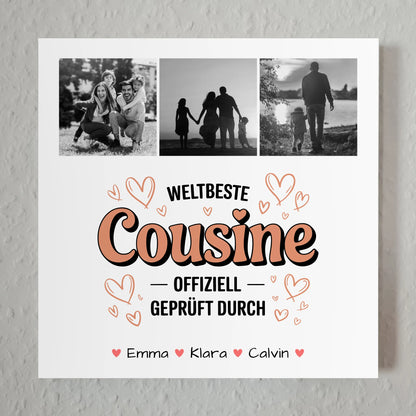 Fotoboard Magnet Poster Fotocollage Cousine Weltbeste Cousine Offiziell Geprüft Durch 1