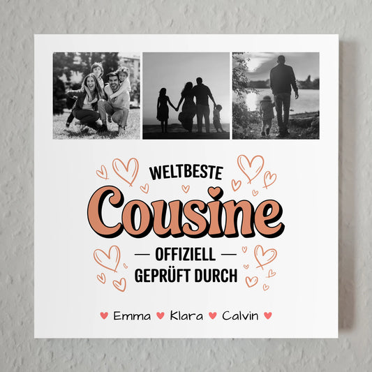 Fotoboard Magnet Poster Fotocollage Cousine Weltbeste Cousine Offiziell Geprüft Durch 1