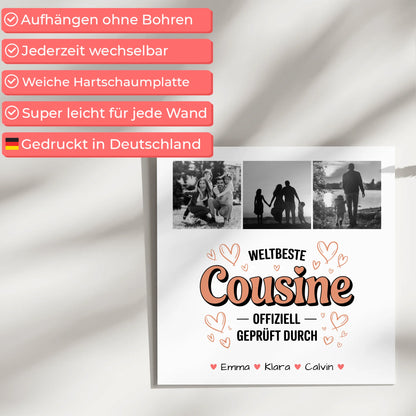 Fotoboard Magnet Poster Fotocollage Cousine Weltbeste Cousine Offiziell Geprüft Durch