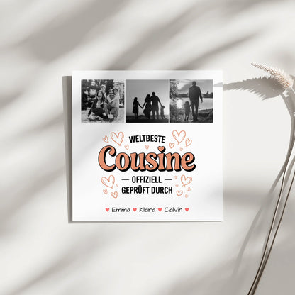 Fotoboard Magnet Poster Fotocollage Cousine Weltbeste Cousine Offiziell Geprüft Durch