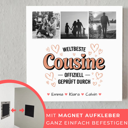 Fotoboard Magnet Poster Fotocollage Cousine Weltbeste Cousine Offiziell Geprüft Durch