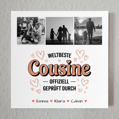 Fotoboard Magnet Poster Fotocollage Cousine Weltbeste Cousine Offiziell Geprüft Durch 7