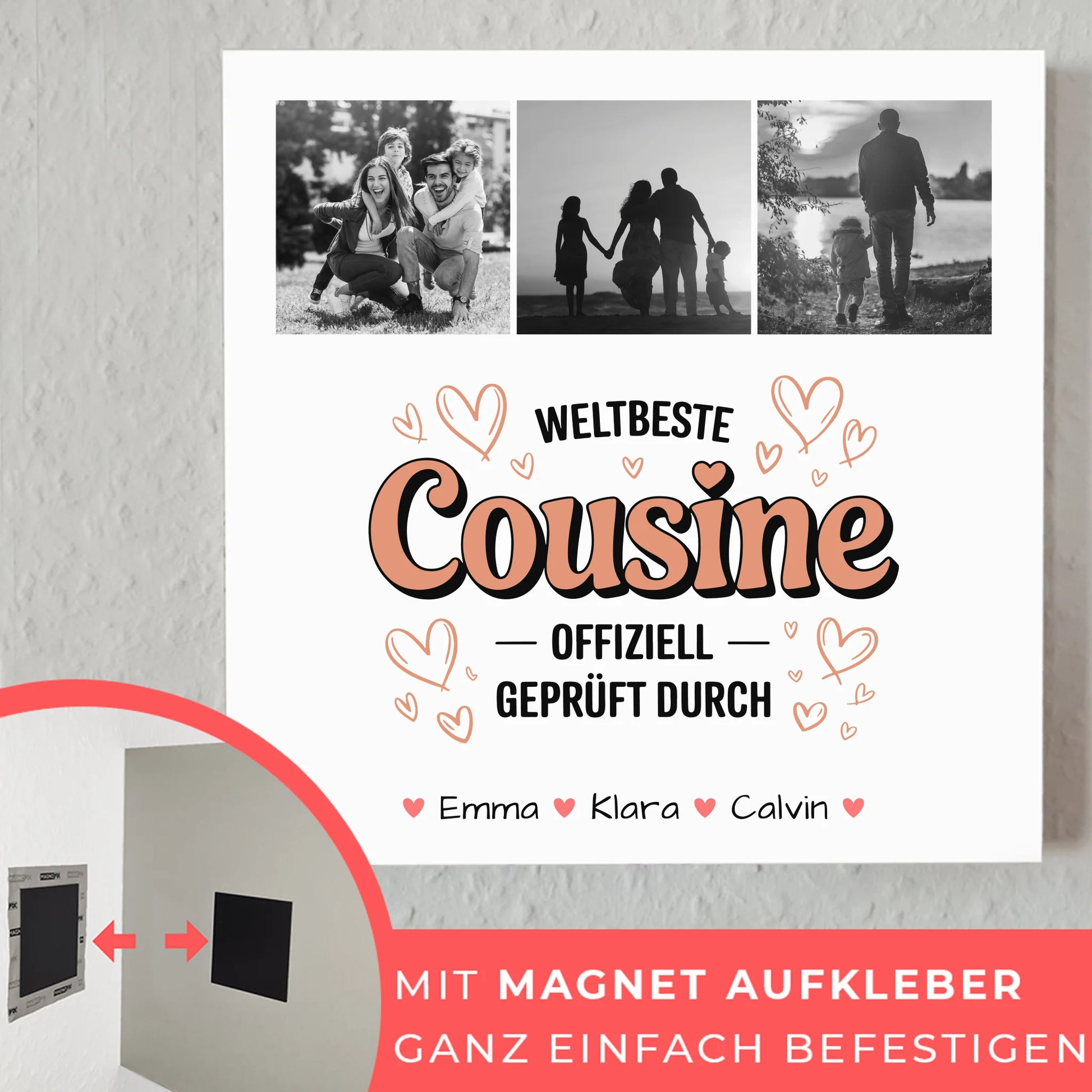 Fotoboard Magnet Poster Fotocollage Cousine Weltbeste Cousine Offiziell Geprüft Durch 10