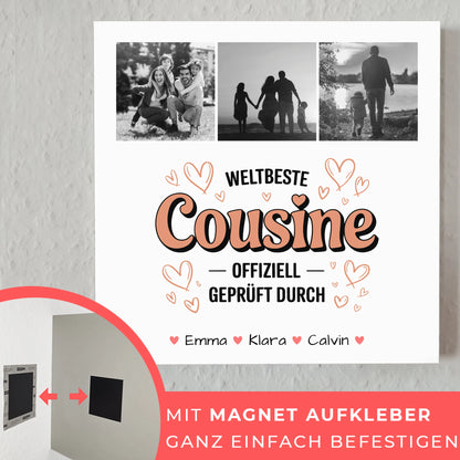 Fotoboard Magnet Poster Fotocollage Cousine Weltbeste Cousine Offiziell Geprüft Durch 10