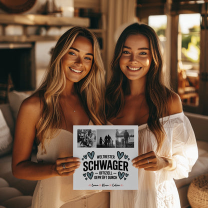 Personalisierte Fotoboard Magnet Wandbild Fotocollage Schwager Weltbester Schwager Offiziell Geprüft Durch 8
