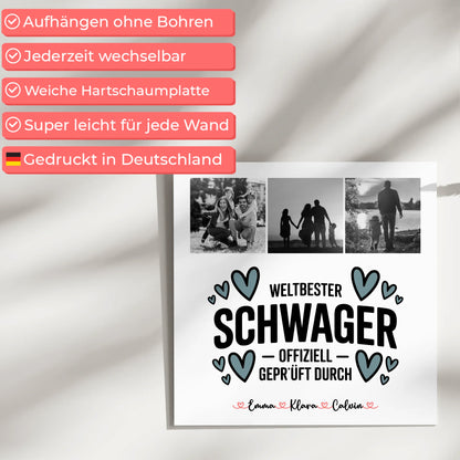 Personalisierte Fotoboard Magnet Wandbild Fotocollage Schwager Weltbester Schwager Offiziell Geprüft Durch 5