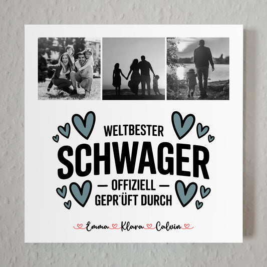 Personalisierte Fotoboard Magnet Wandbild Fotocollage Schwager Weltbester Schwager Offiziell Geprüft Durch 1