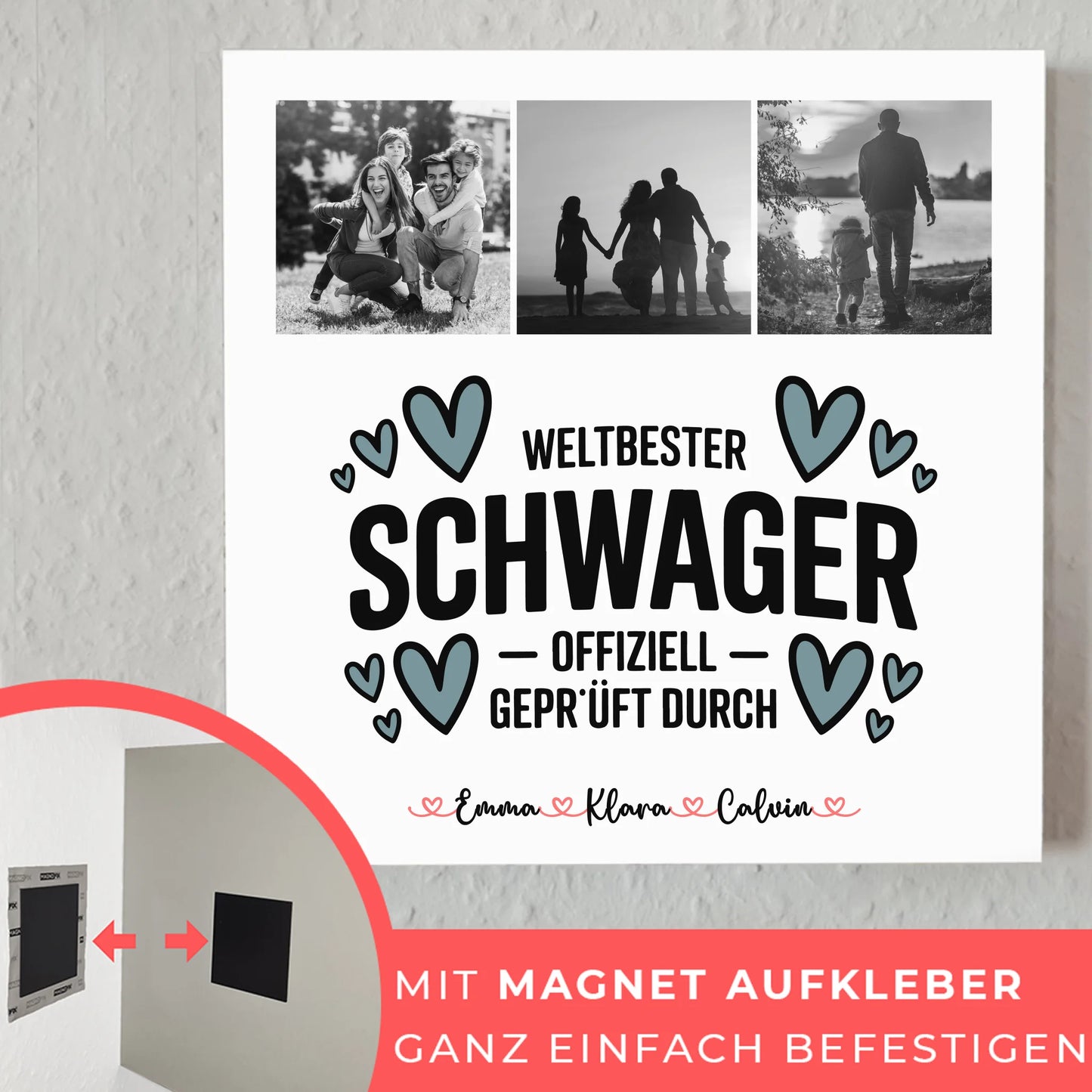 Personalisierte Fotoboard Magnet Wandbild Fotocollage Schwager Weltbester Schwager Offiziell Geprüft Durch 10
