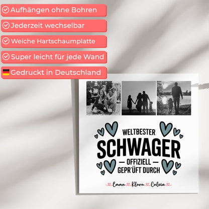 Personalisierte Fotoboard Magnet Wandbild Fotocollage Schwager Weltbester Schwager Offiziell Geprüft Durch
