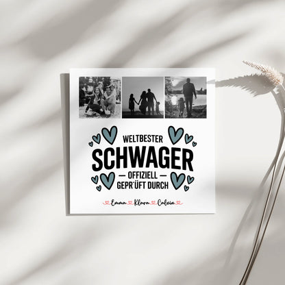 Personalisierte Fotoboard Magnet Wandbild Fotocollage Schwager Weltbester Schwager Offiziell Geprüft Durch 3