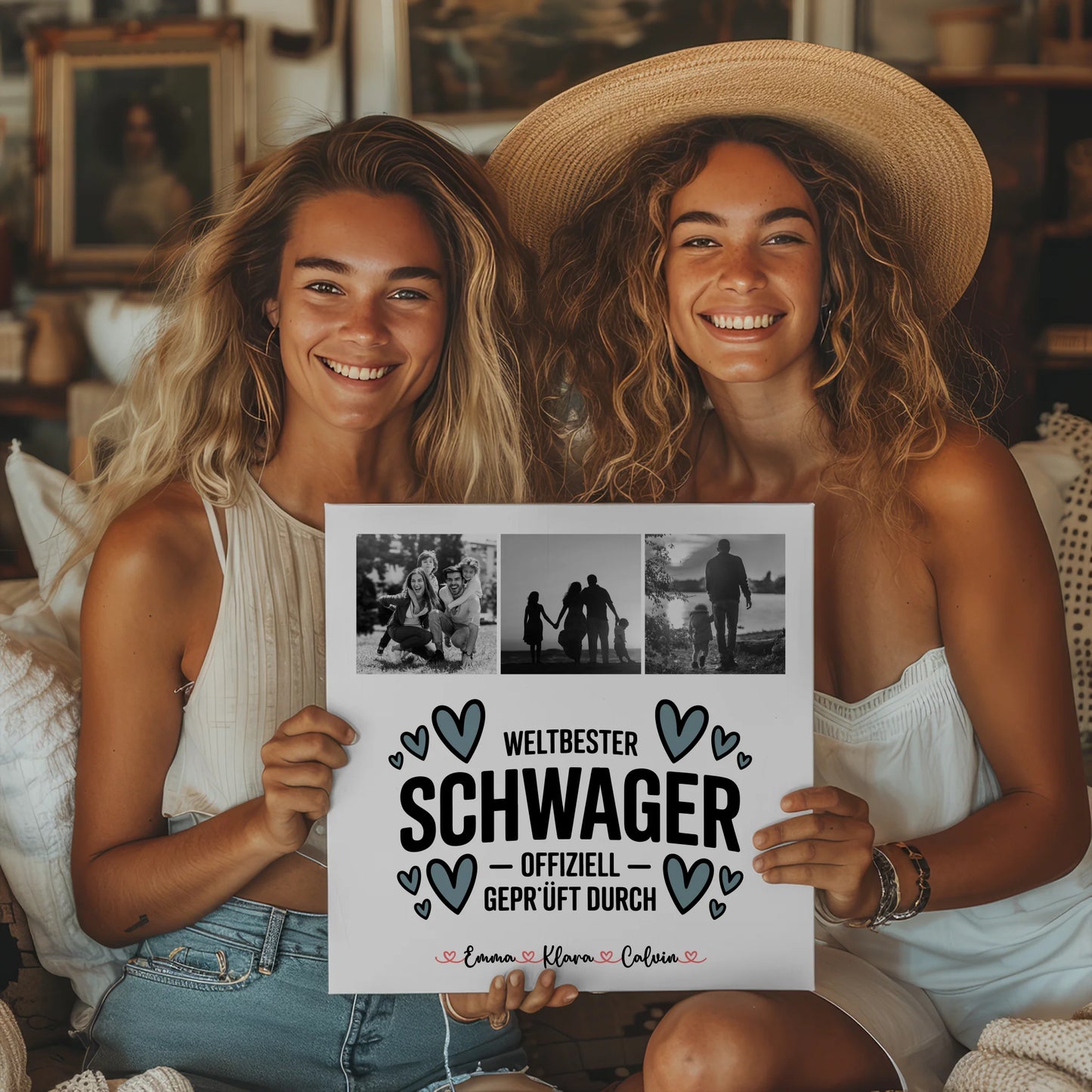 Personalisierte Fotoboard Magnet Wandbild Fotocollage Schwager Weltbester Schwager Offiziell Geprüft Durch