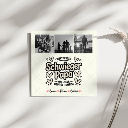 Fotoboard Magnet Poster für Schwiegerpapa Weltbester Schwiegerpapa Offiziell Geprüft Durch