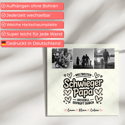 Fotoboard Magnet Poster für Schwiegerpapa Weltbester Schwiegerpapa Offiziell Geprüft Durch