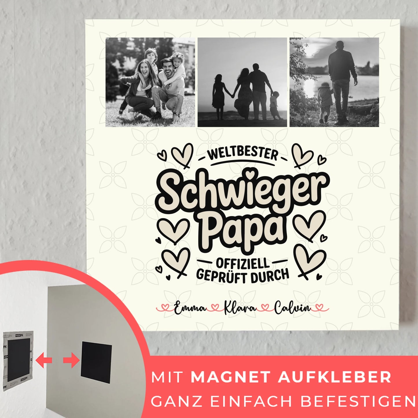 Fotoboard Magnet Poster für Schwiegerpapa Weltbester Schwiegerpapa Offiziell Geprüft Durch