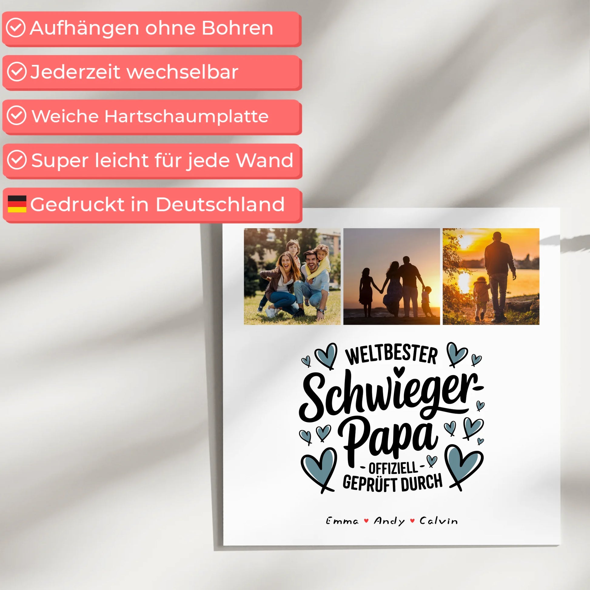 Fotoboard Magnet Poster Geschenk für Schwiegerpapa Weltbester Schwiegerpapa Offiziell Geprüft Durch 5