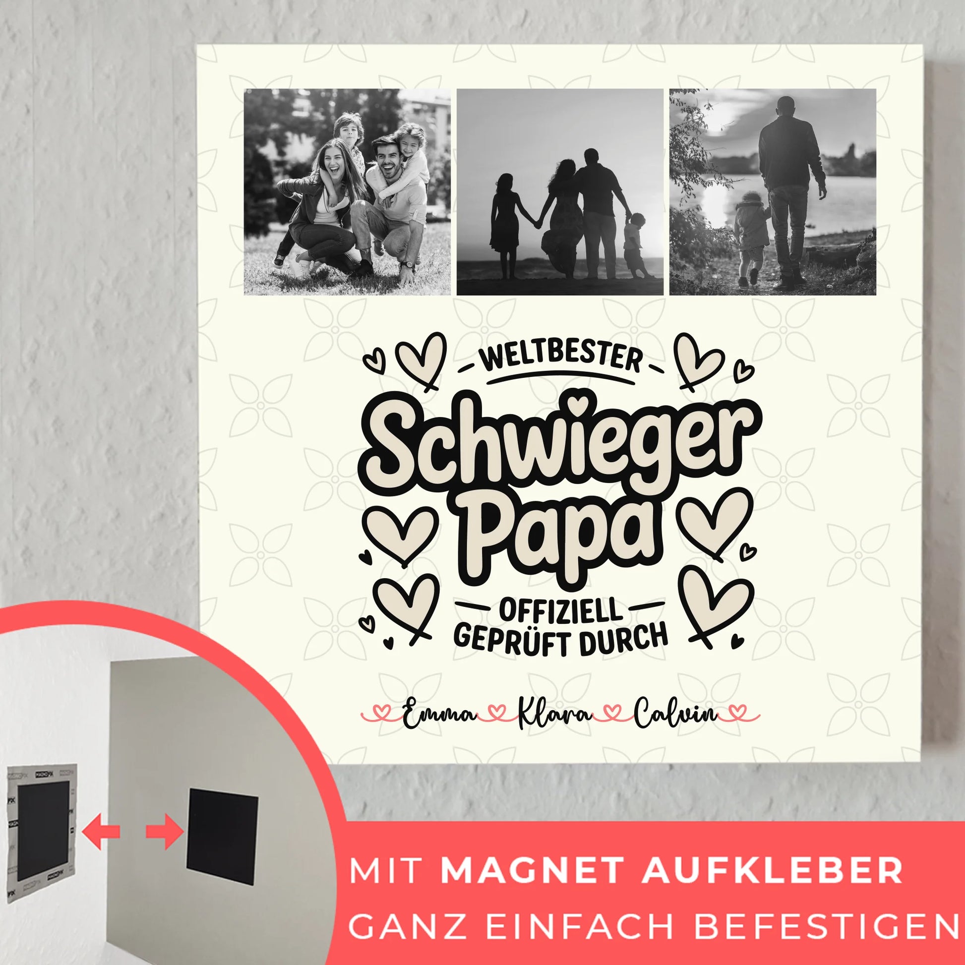 Fotoboard Magnet Poster für Schwiegerpapa Weltbester Schwiegerpapa Offiziell Geprüft Durch 10