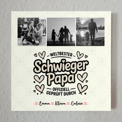 Fotoboard Magnet Poster für Schwiegerpapa Weltbester Schwiegerpapa Offiziell Geprüft Durch