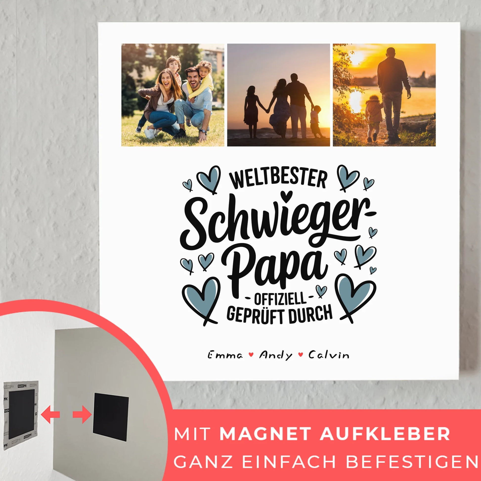 Fotoboard Magnet Poster Geschenk für Schwiegerpapa Weltbester Schwiegerpapa Offiziell Geprüft Durch 4