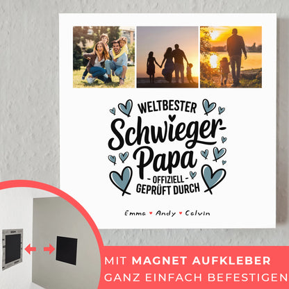 Fotoboard Magnet Poster Geschenk für Schwiegerpapa Weltbester Schwiegerpapa Offiziell Geprüft Durch 4