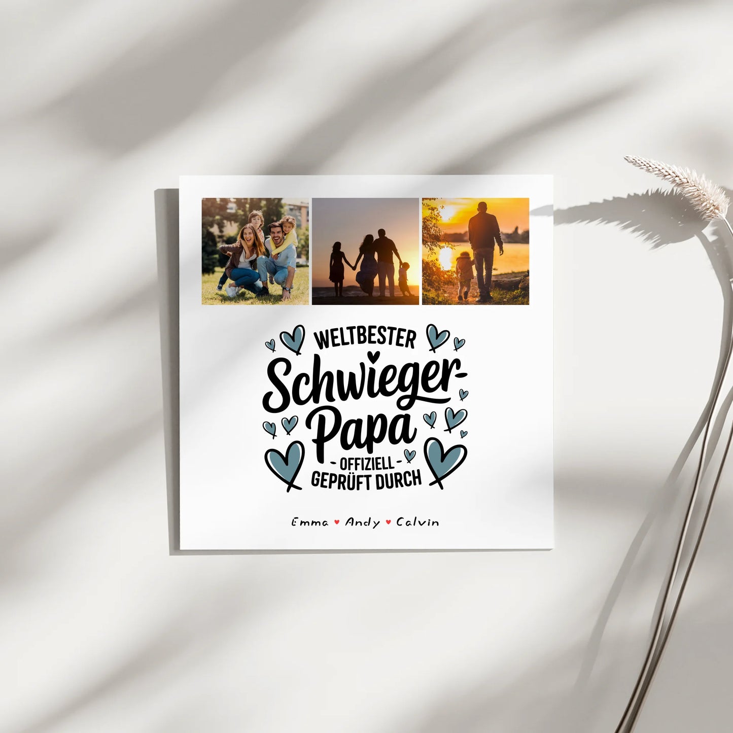 Fotoboard Magnet Poster Geschenk für Schwiegerpapa Weltbester Schwiegerpapa Offiziell Geprüft Durch