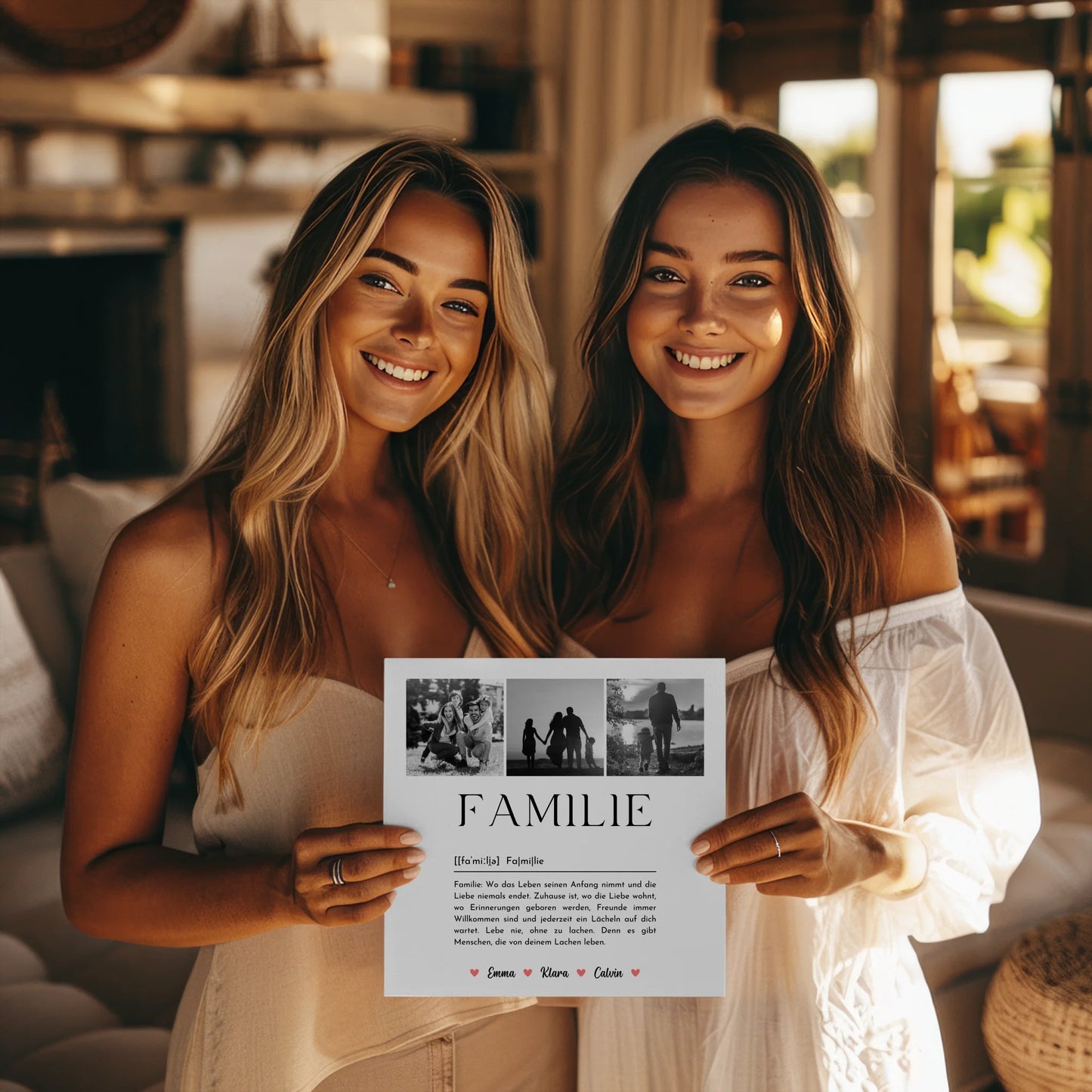 Wandbild Familie Personalisiert mit Familie Fotocollage und Definition Familie 8