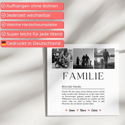 Wandbild Familie Personalisiert mit Familie Fotocollage und Definition Familie