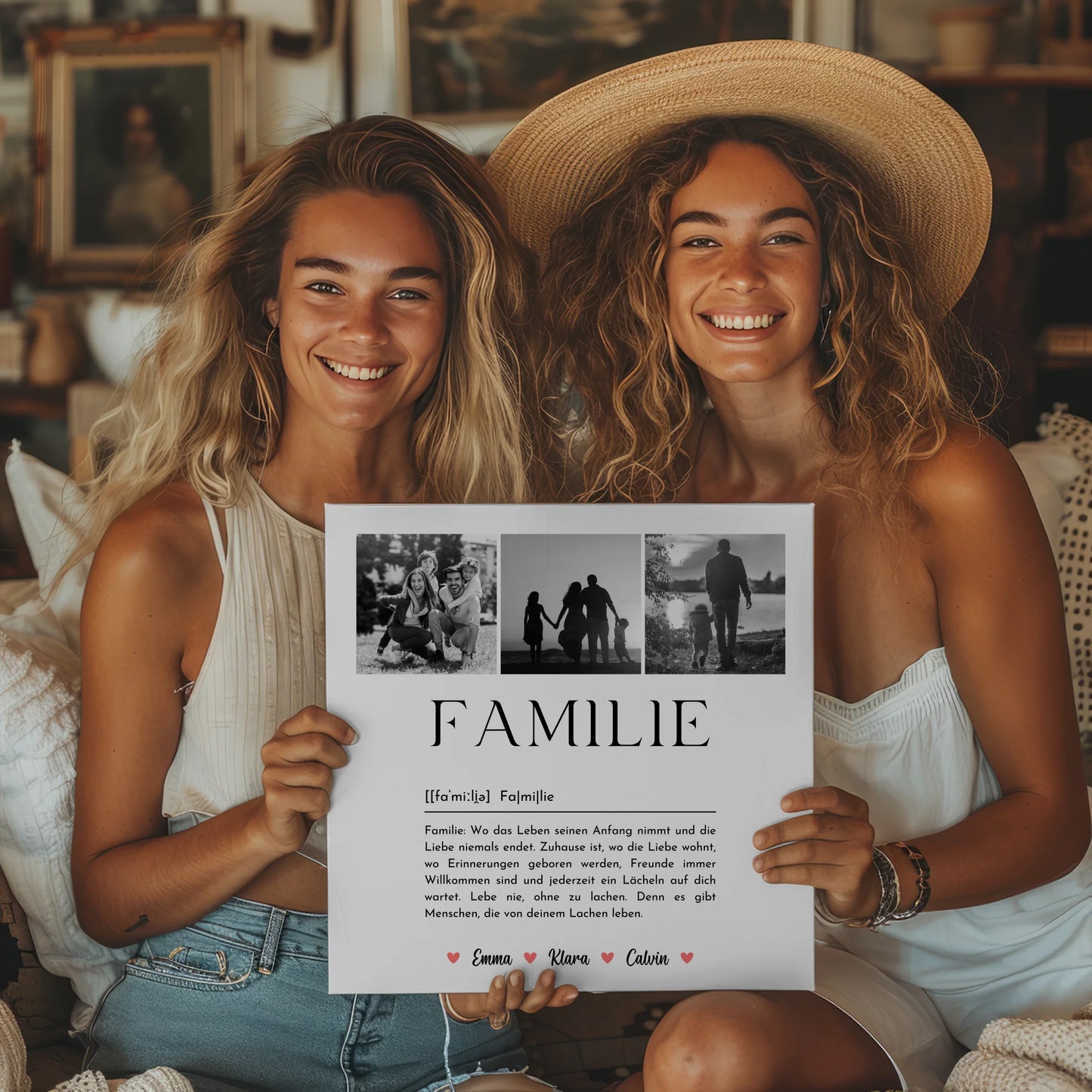 Wandbild Familie Personalisiert mit Familie Fotocollage und Definition Familie