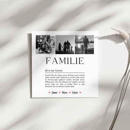 Wandbild Familie Personalisiert mit Familie Fotocollage und Definition Familie