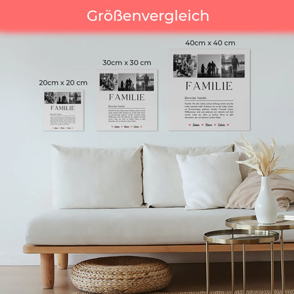 Wandbild Familie Personalisiert mit Familie Fotocollage und Definition Familie