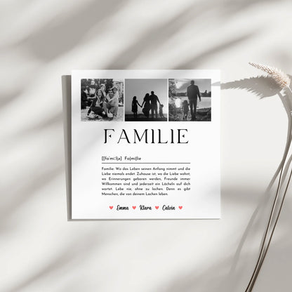 Wandbild Familie Personalisiert mit Familie Fotocollage und Definition Familie 9