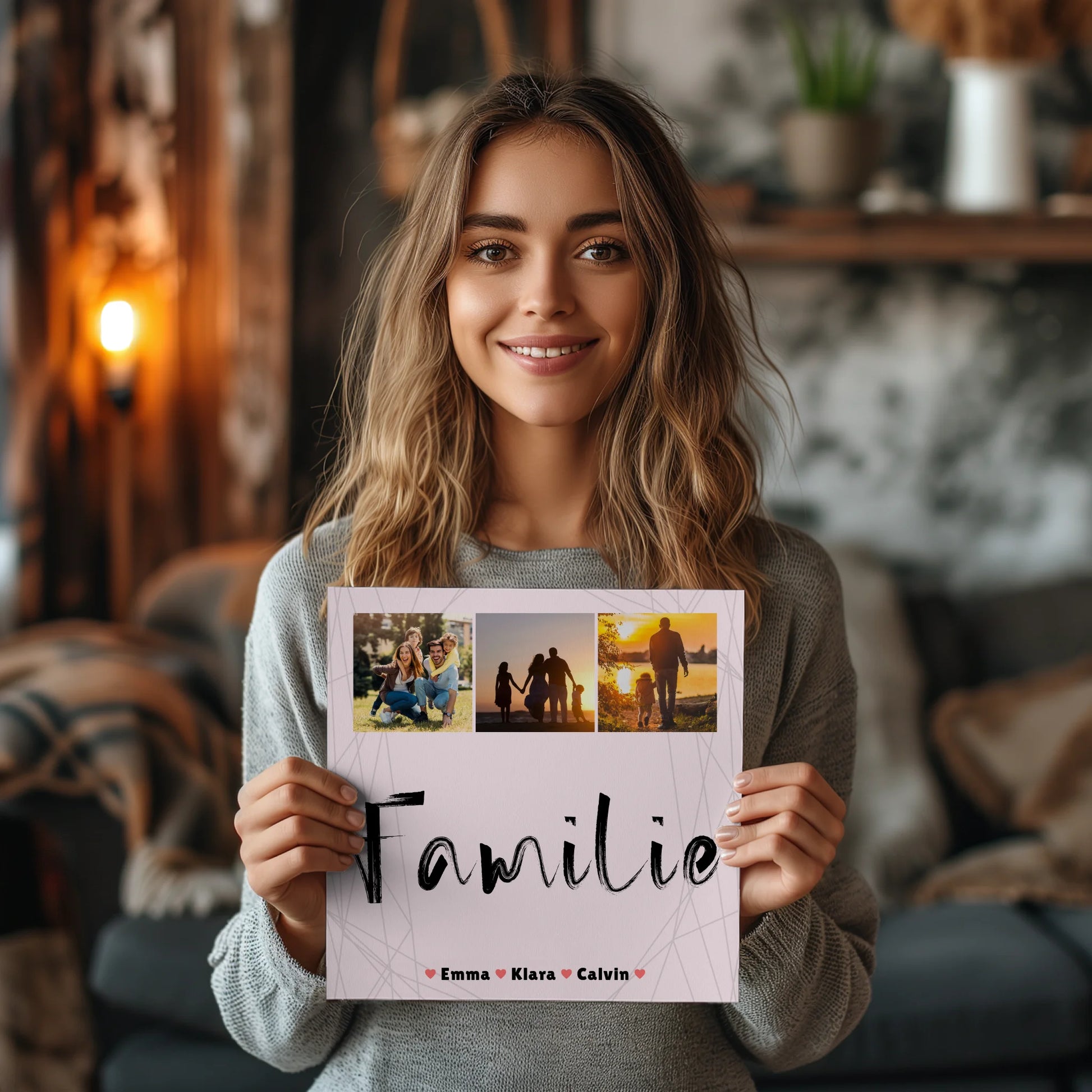 Familienbild Personalisiert Fotoboard Geschenk Fotocollage Familie als individuelles Wandbild 2