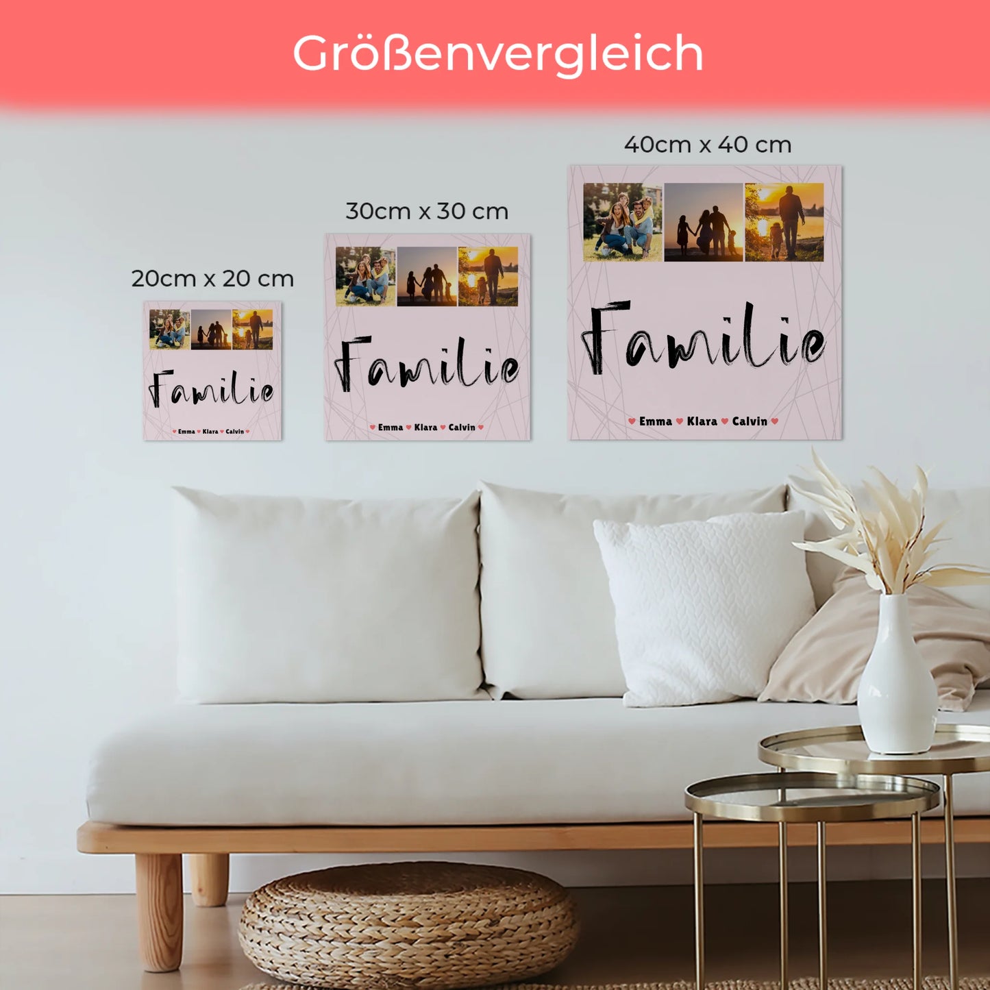 Familienbild Personalisiert Fotoboard Geschenk Fotocollage Familie als individuelles Wandbild