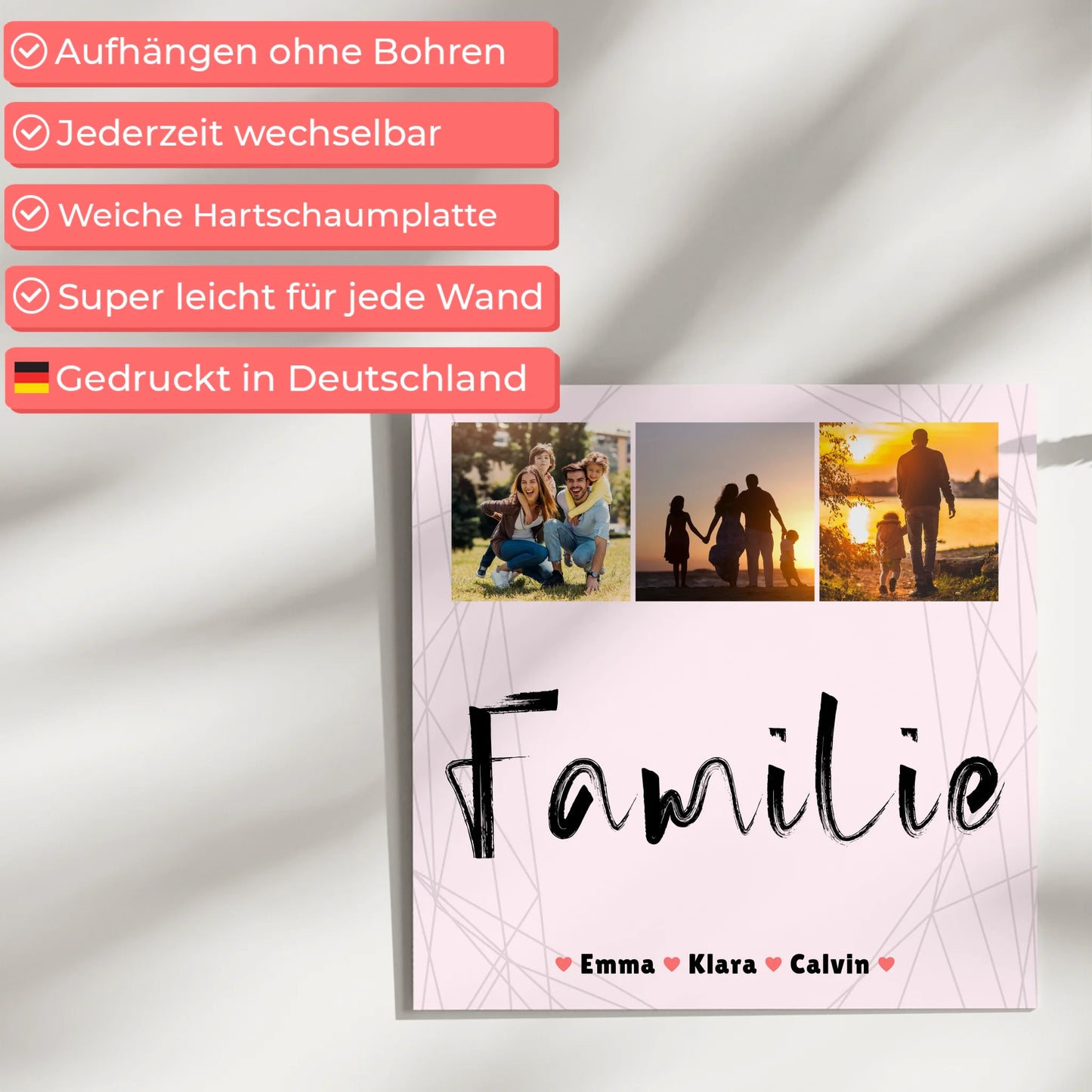 Familienbild Personalisiert Fotoboard Geschenk Fotocollage Familie als individuelles Wandbild 5