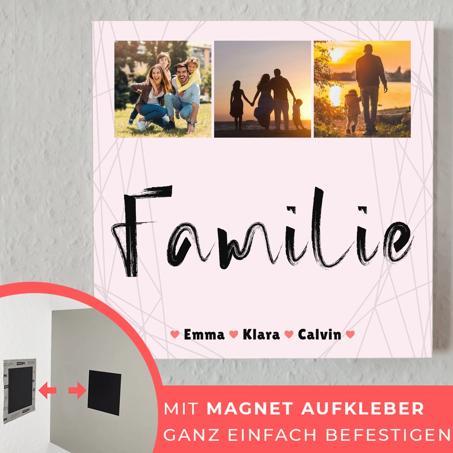 Familienbild Personalisiert Fotoboard Geschenk Fotocollage Familie als individuelles Wandbild