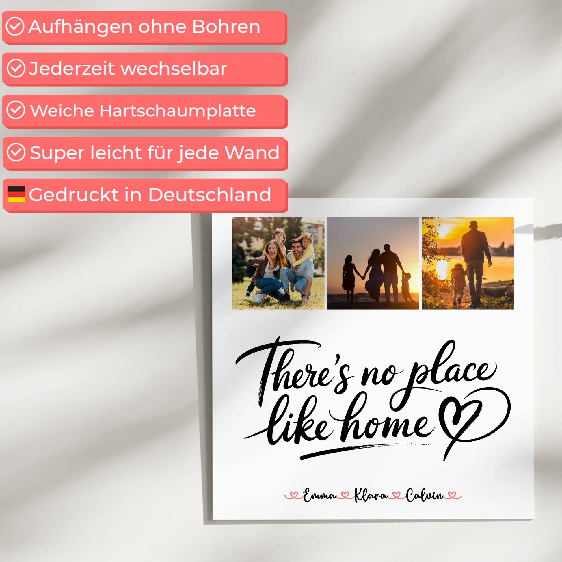 Wandbild Familie Personalisiert Fotocollage für Familie No Place Like Home Geschenkidee 5