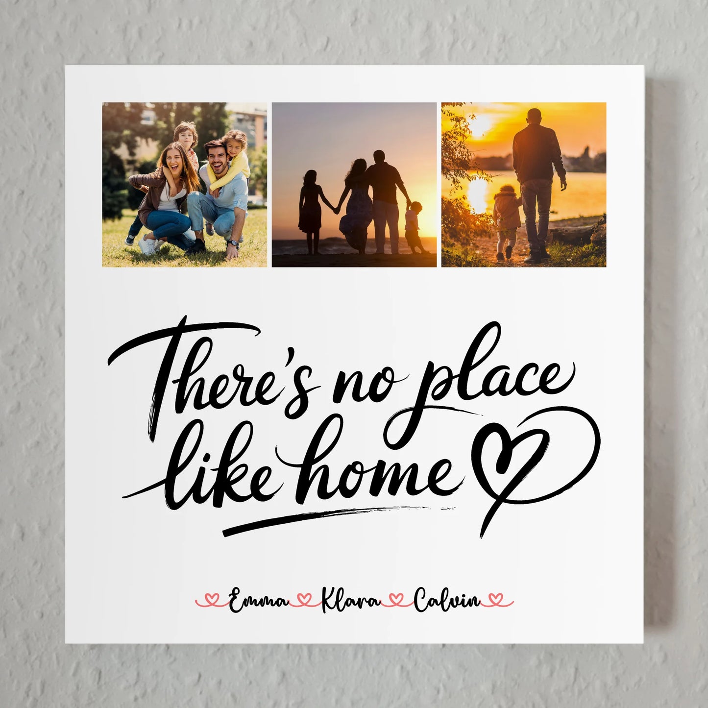 Wandbild Familie Personalisiert Fotocollage für Familie No Place Like Home Geschenkidee