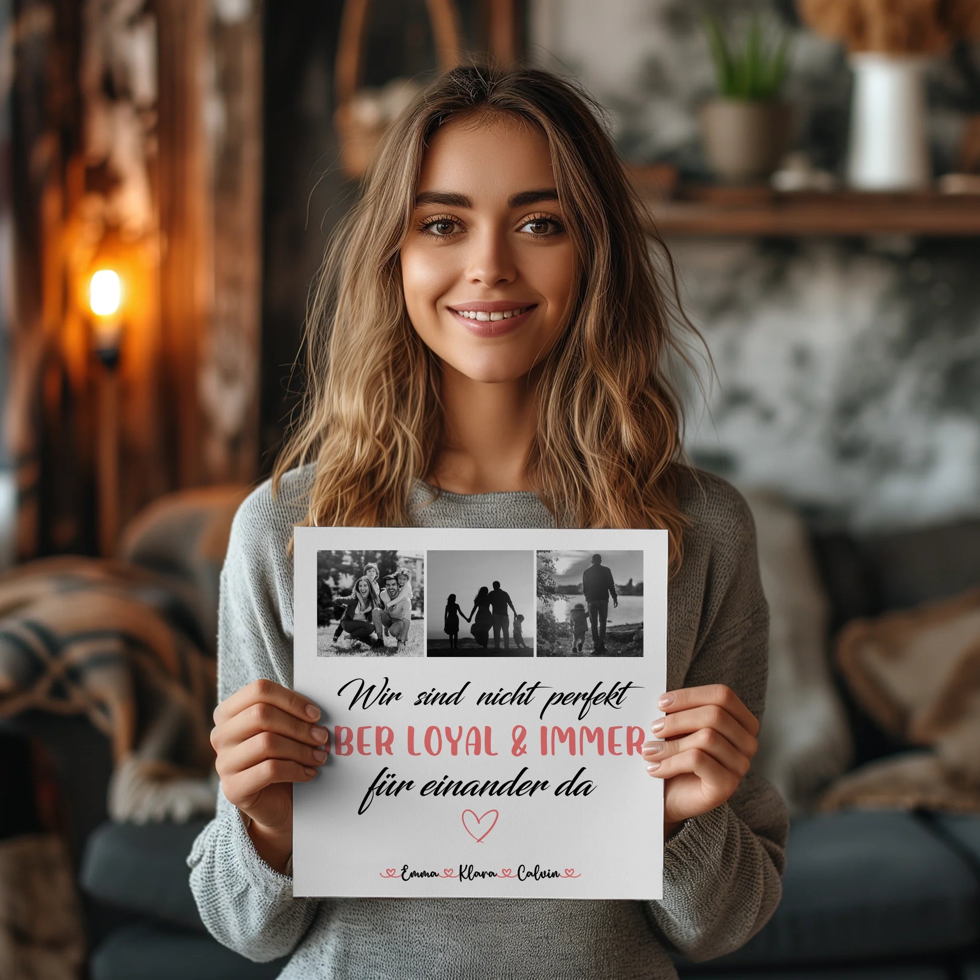 Wandbild Familie Personalisiert Familie Fotocollage Nicht Perfekt Aber Loyal Geschenkidee 2