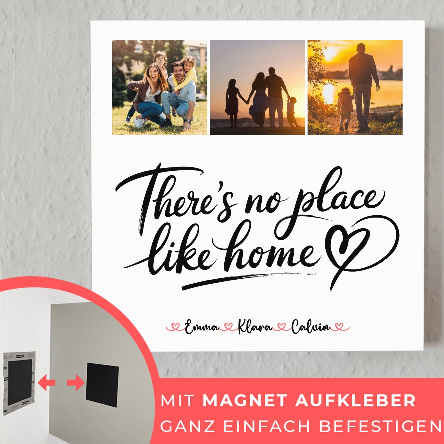 Wandbild Familie Personalisiert Fotocollage für Familie No Place Like Home Geschenkidee
